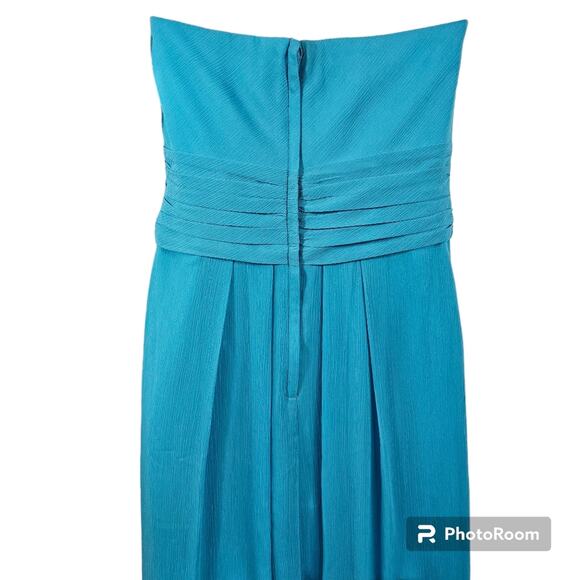 David's Bridal Crinkle Chiffon Dress Cascade Skirt in Malibu NWT Size 0 - Picture 6 of 16